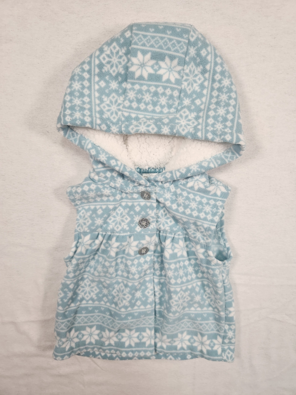 Carter's Sherpa-Lined Hooded Vest in Light Blue and White 12m
